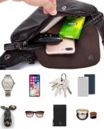 Bolsa Pundarika em couro genuíno unissex: compacta, casual e ideal para ombro, peito e transversal no dia a dia. - Imagem 8