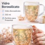 Caneca de Vidro Floral 350ml: resistente, elegante e ideal para café e chá. - Imagem 7