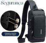 Mochila Transversal Unissex Antifurto Impermeável com USB e Cadeado, ideal para segurança e praticidade diária. - Imagem 4