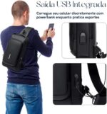 Mochila Transversal Unissex Antifurto Impermeável com USB e Cadeado, ideal para segurança e praticidade diária. - Imagem 5