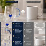 Kit Xícara Coração Amore 430ml resistente e durável, ideal para presentear com charme e elegância. - Imagem 7