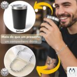 Kit Presente Masculino com copo térmico inox, bracelete e pinguim artesanal: presente premium e romântico pronto para surpreender. - Imagem 4