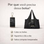 Bolsa Tote Chaveiro Dobrável Premium: compacta, leve, impermeável e espaçosa para compras, viagem e uso diário. - Imagem 6