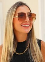 Óculos de Sol Capri UV400 Premium Quadrado Grande Unissex: estilo blogueira e proteção para todos os momentos. - Imagem 3