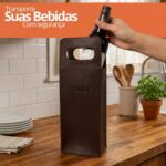 Porta Vinho em Couro COUSE: embalagem elegante, protege e valoriza sua garrafa como presente premium. - Imagem 4