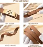 Cinto de couro fino ajustável feminino: elegância e ajuste perfeito para vestidos e jeans - Imagem 4