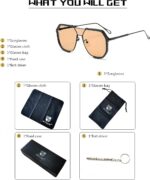 HYLLE Óculos de sol quadrados grandes femininos: estilo retrô, moderno e vintage com proteção e design elegante para compras online. - Imagem 6