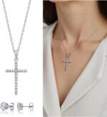 Conjunto Colar Cruz Brilhante e Brincos Zircônia em Aço Inox 316L: elegante, durável e ideal para presentear. - Imagem 5
