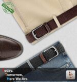 KEMISANT Cinto masculino elástico trançado 2 unidades, confortável e ajustável para jeans, golfe, trabalho e presente. - Imagem 7