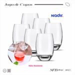 Jogo 6 Copos de Vidro Luxo 465ml: elegância, resistência e design premium para servir e presentear com estilo - Imagem 6