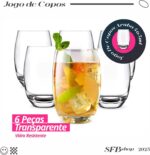 Jogo 6 Copos de Vidro Luxo 465ml: elegância, resistência e design premium para servir e presentear com estilo - Imagem 9