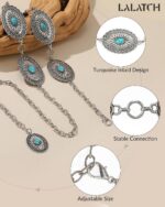 Cinto de corrente ocidental feminino com turquesa, ajustável e estiloso para vestidos, jeans e shows country - Imagem 4