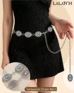Cinto de corrente ocidental feminino com turquesa, ajustável e estiloso para vestidos, jeans e shows country - Imagem 5