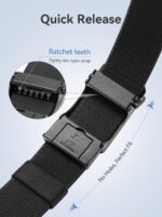 2 cintos masculinos MILORDE de nylon com catraca ajustável para jeans e negócios, conforto e ajuste perfeito - Imagem 3