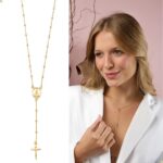 Colar Terço Nossa Senhora Aparecida Banhado a Ouro 18k Antialérgico, 60 cm, Unissex Andréia Branco Acessórios - Imagem 3