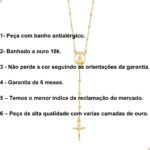 Colar Terço Nossa Senhora Aparecida Banhado a Ouro 18k Antialérgico, 60 cm, Unissex Andréia Branco Acessórios - Imagem 4
