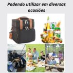 Bolsa Térmica Grande Premium Azul com 2 compartimentos: ideal para marmita, lanche e organização no dia a dia. - Imagem 3