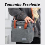 Bolsa Térmica Grande Premium Azul com 2 compartimentos: ideal para marmita, lanche e organização no dia a dia. - Imagem 5