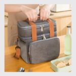 Bolsa Térmica Grande Premium Azul com 2 compartimentos: ideal para marmita, lanche e organização no dia a dia. - Imagem 7