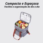 Bolsa Térmica Grande Premium Azul com 2 compartimentos: ideal para marmita, lanche e organização no dia a dia. - Imagem 8