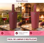 Porta Vinho Luxo Bordô em Couro Sintético Premium: presente elegante, seguro e sofisticado para garrafas padrão. - Imagem 3