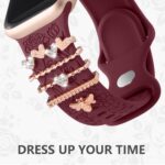 Pulseira feminina DaQin para Apple Watch com flores gravadas, silicone confortável e estilo elegante. - Imagem 3