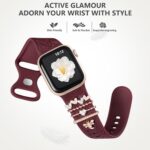 Pulseira feminina DaQin para Apple Watch com flores gravadas, silicone confortável e estilo elegante. - Imagem 5