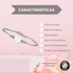 Pulseira prateada ajustável em aço inox 316 com coração, elegante, moderna e ideal para presente feminino. - Imagem 4