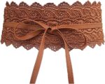 Cinto de renda feminino boho com laço, elegante e ajustável, ideal para vestidos e blusas. Conjunto com 2 unidades. - Imagem 3