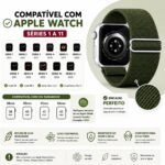 Kit 3 Pulseiras Nylon Elástico para Apple Watch: conforto, ajuste fácil e estilo para o dia a dia e treinos. - Imagem 4