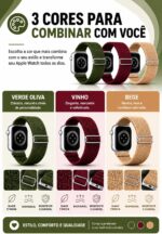 Kit 3 Pulseiras Nylon Elástico para Apple Watch: conforto, ajuste fácil e estilo para o dia a dia e treinos. - Imagem 5