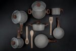 Jogo de Panelas Mimo Style 10 Peças Indução Grafite Bambu com antiaderente e tampas de vidro para cozinha prática e elegante - Imagem 10