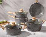 Conjunto de Panelas Oster Marble Edition 5 Peças: antiaderente cerâmico, cozinha mais saudável e fácil de limpar. - Imagem 3