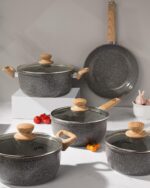 Conjunto de Panelas Oster Marble Edition 5 Peças: antiaderente cerâmico, cozinha mais saudável e fácil de limpar. - Imagem 4