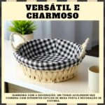 Cesto de Pão com Alça UpShop: organize e sirva com praticidade, charme e tecido removível para sua mesa posta. - Imagem 3