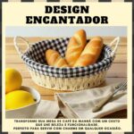 Cesto de Pão com Alça UpShop: organize e sirva com praticidade, charme e tecido removível para sua mesa posta. - Imagem 4