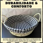 Cesto de Pão com Alça UpShop: organize e sirva com praticidade, charme e tecido removível para sua mesa posta. - Imagem 5