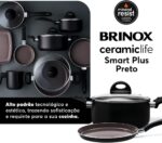 Brinox Jogo de Panelas 8 Peças Ceramic Life Smart Plus Preto: antiaderente cerâmico saudável, prático e fácil de limpar. - Imagem 3