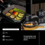Brinox Jogo de Panelas 8 Peças Ceramic Life Smart Plus Preto: antiaderente cerâmico saudável, prático e fácil de limpar. - Imagem 4
