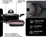 Brinox Jogo de Panelas 8 Peças Ceramic Life Smart Plus Preto: antiaderente cerâmico saudável, prático e fácil de limpar. - Imagem 5