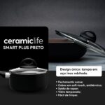 Brinox Jogo de Panelas 8 Peças Ceramic Life Smart Plus Preto: antiaderente cerâmico saudável, prático e fácil de limpar. - Imagem 8