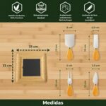 Tábua de frios e queijos em bambu com ardósia e kit de facas, perfeita para servir e presentear - Imagem 3