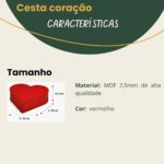 Cesta de Presente Romântica Coração com Chocolates para Casal, pronta para presentear com laço, porta-retrato e MDF resistente. - Imagem 3
