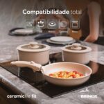 Jogo de Panelas Brinox Ceramic Life Fit 10 Peças Areia: antiaderente, cabo removível e empilhável, ocupa menos espaço e vai ao forno. - Imagem 7
