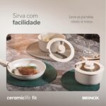 Jogo de Panelas Brinox Ceramic Life Fit 10 Peças Areia: antiaderente, cabo removível e empilhável, ocupa menos espaço e vai ao forno. - Imagem 8