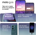 Moto g05 256GB: 12GB RAM, câmera 50MP AI, bateria 5200mAh e tela 6,7” brilhante para mais desempenho e fotos nítidas. - Imagem 4