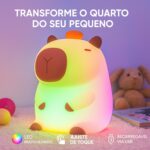 Luminária LED Capivara de Silicone USB-C: luz noturna RGB ao toque, recarregável e ideal para quartos infantis. - Imagem 5