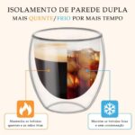 Conjunto com 6 Xícaras de Vidro 80ml Parede Dupla em Borossilicato: resistente, térmico e elegante para café, chá e presente sofisticado. - Imagem 5