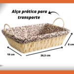 Cesta Pão Retangular com Forro Removível: prática, charmosa e ideal para mesa posta, café da manhã e organização. - Imagem 3