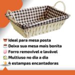 Cesta Pão Retangular com Forro Removível: prática, charmosa e ideal para mesa posta, café da manhã e organização. - Imagem 6
